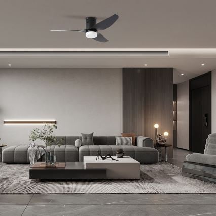 ZEVENTI - LED laeventilaator PADUA 18W/230V 3000/4000/6000K Wi-Fi Tuya must + kaugjuhtimispult