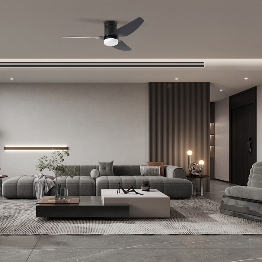 ZEVENTI - LED laeventilaator PADUA 18W/230V 3000/4000/6000K Wi-Fi Tuya must + kaugjuhtimispult