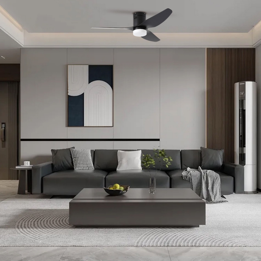 ZEVENTI - LED laeventilaator PADUA 18W/230V 3000/4000/6000K Wi-Fi Tuya must + kaugjuhtimispult