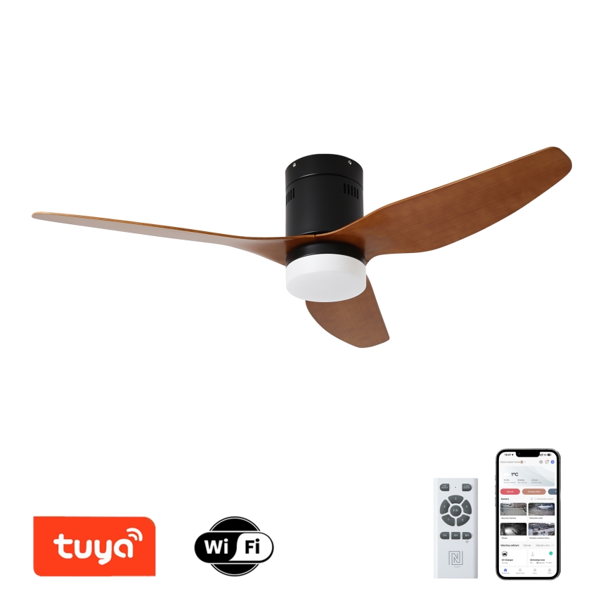 ZEVENTI - LED laeventilaator PADUA LED/18W/230V 3000/4000/6000K Wi-Fi Tuya must/pruun + kaugjuhtimispult