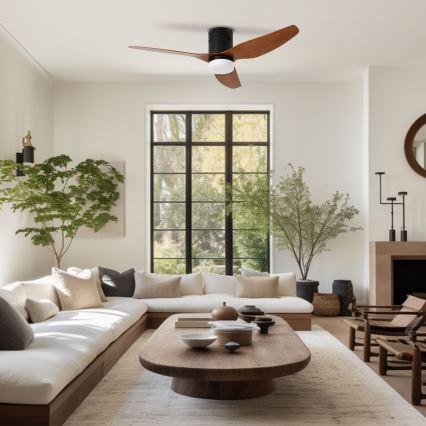 ZEVENTI - LED laeventilaator PADUA LED/18W/230V 3000/4000/6000K Wi-Fi Tuya must/pruun + kaugjuhtimispult