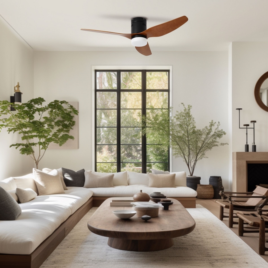 ZEVENTI - LED laeventilaator PADUA LED/18W/230V 3000/4000/6000K Wi-Fi Tuya must/pruun + kaugjuhtimispult