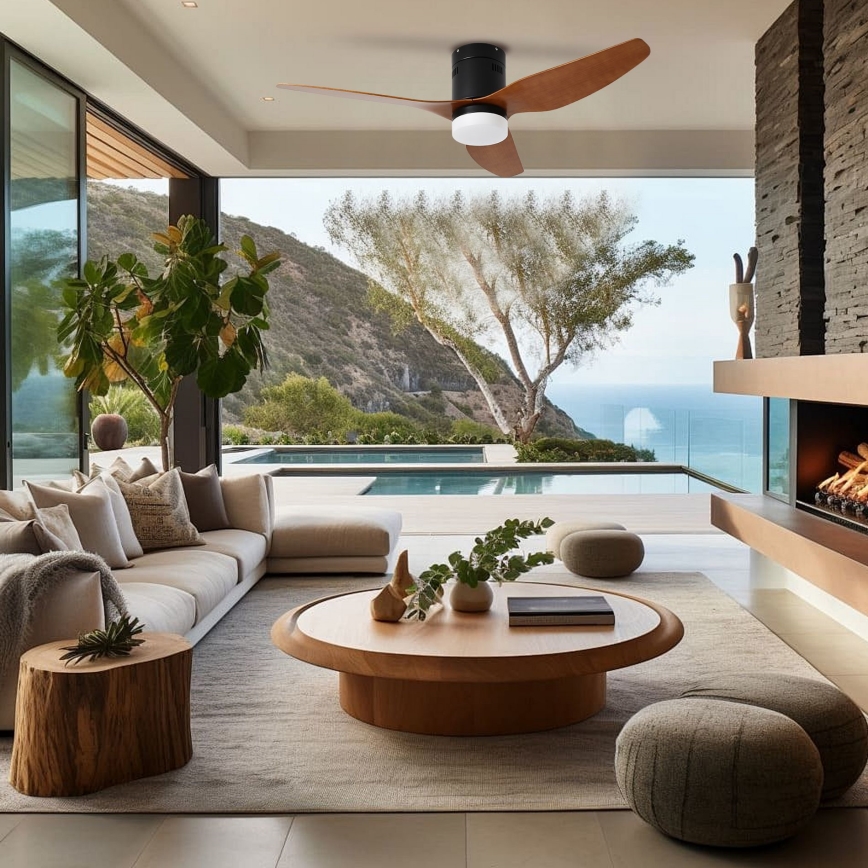 ZEVENTI - LED laeventilaator PADUA LED/18W/230V 3000/4000/6000K Wi-Fi Tuya must/pruun + kaugjuhtimispult