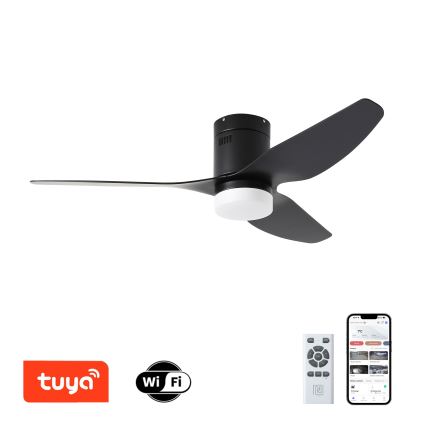 ZEVENTI - LED Hämardatav laeventilaator PADUA LED/18W/230V 3000-6000K Wi-Fi Tuya must + kaugjuhtimispult
