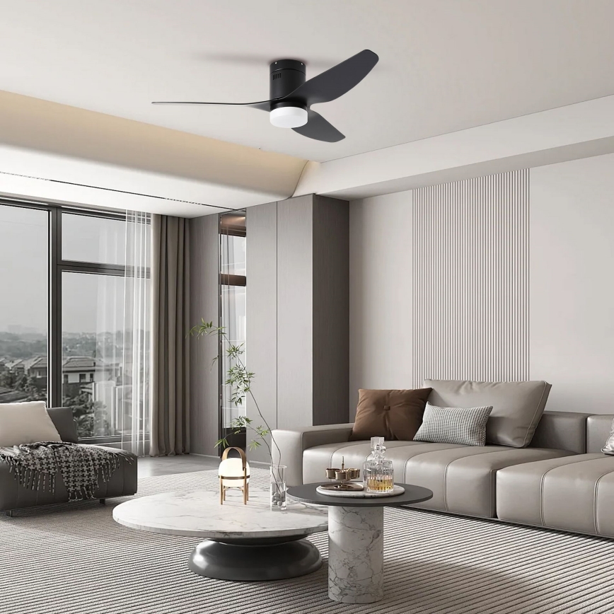 ZEVENTI - LED Hämardatav laeventilaator PADUA LED/18W/230V 3000-6000K Wi-Fi Tuya must + kaugjuhtimispult