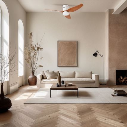 ZEVENTI - LED laeventilaator PADUA LED/18W/230V 3000/4000/6000K Wi-Fi Tuya valge/pruun + kaugjuhtimispult