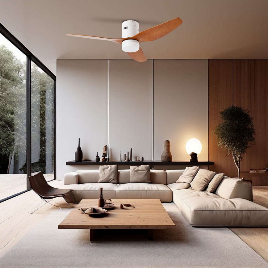 ZEVENTI - LED Hämardatav laeventilaator PADUA LED/18W/230V 3000-6000K Wi-Fi Tuya valge/pruun + kaugjuhtimispult