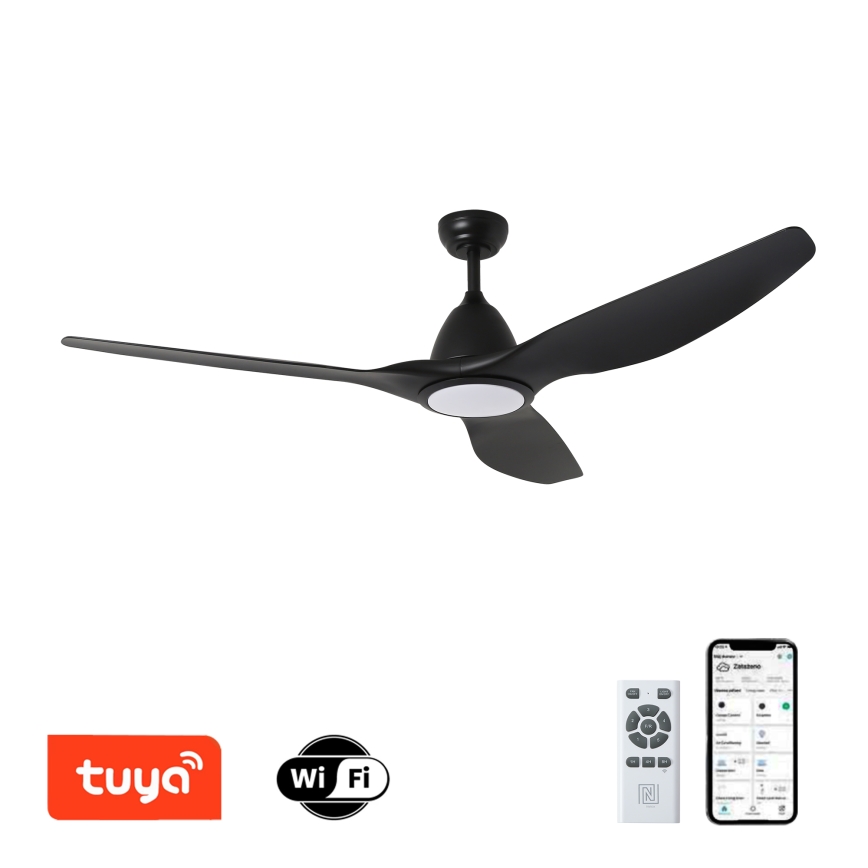 ZEVENTI - LED Hämardatav laeventilaator URBINO LED/20W/230V 3000-6000K Wi-Fi Tuya must + kaugjuhtimispult