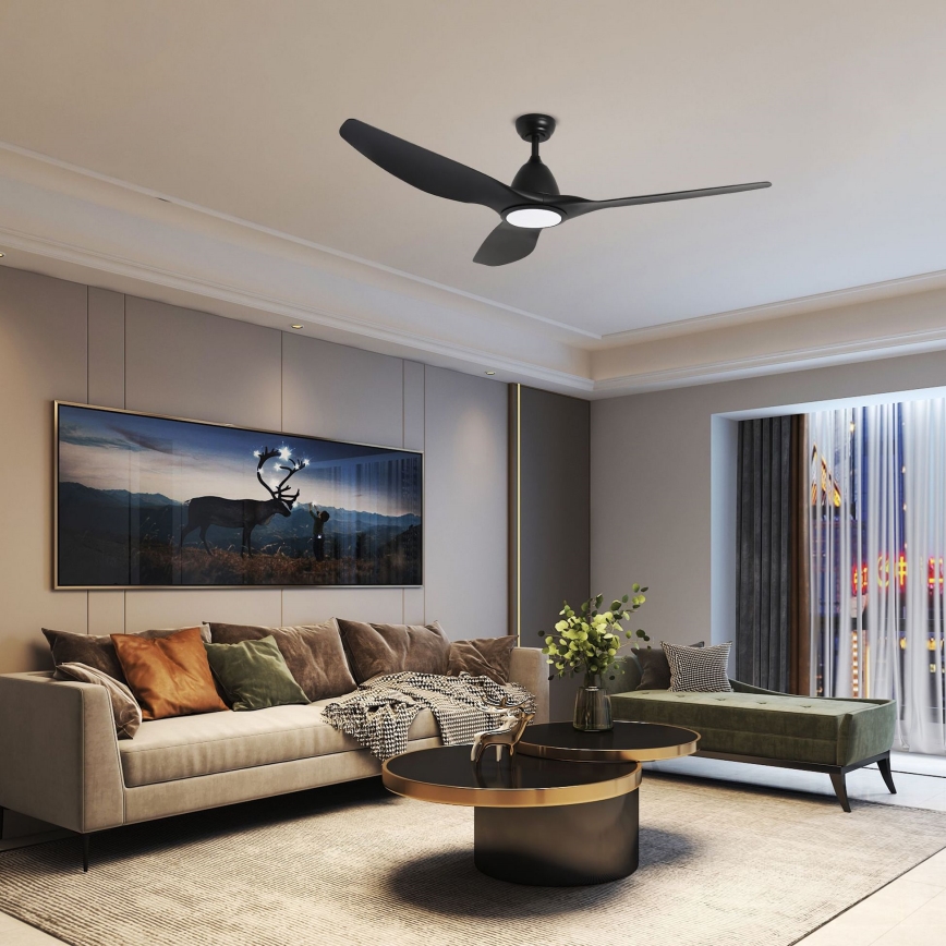 ZEVENTI - LED Hämardatav laeventilaator URBINO LED/20W/230V 3000-6000K Wi-Fi Tuya must + kaugjuhtimispult