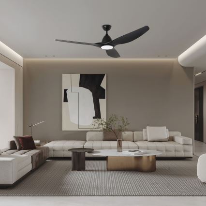 ZEVENTI - LED Hämardatav laeventilaator URBINO LED/20W/230V 3000-6000K Wi-Fi Tuya must + kaugjuhtimispult