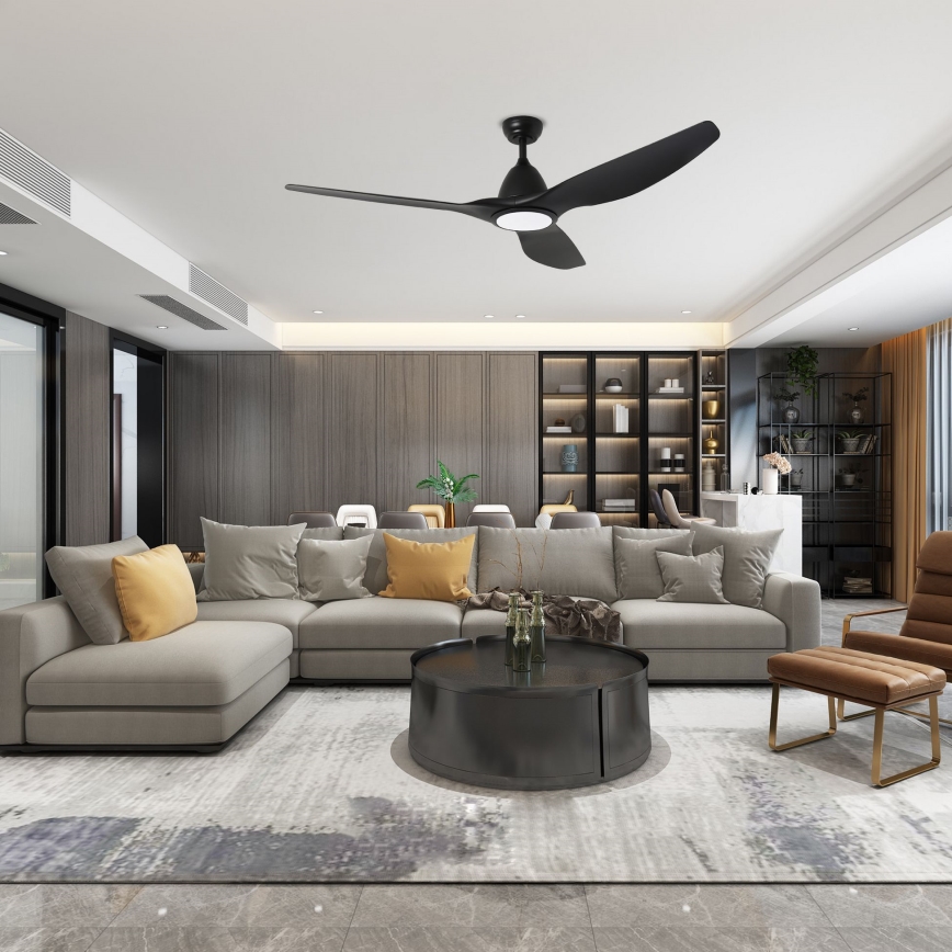 ZEVENTI - LED laeventilaator URBINO LED/20W/230V 3000/4000/6000K Wi-Fi Tuya must + kaugjuhtimispult