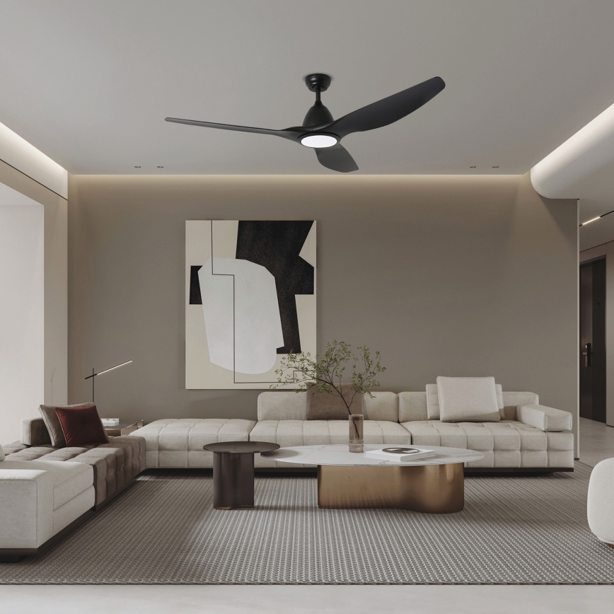 ZEVENTI - LED laeventilaator URBINO LED/20W/230V 3000/4000/6000K Wi-Fi Tuya must + kaugjuhtimispult