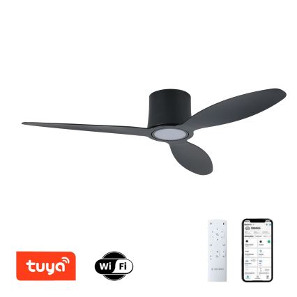 ZEVENTI - LED-hämardatav laeventilaator VENTORA LED/24W/230V 3000/4000/6000K Wi-Fi Tuya must + kaugjuhtimispult