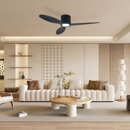 ZEVENTI - LED-hämardatav laeventilaator VENTORA LED/24W/230V 3000/4000/6000K Wi-Fi Tuya must + kaugjuhtimispult