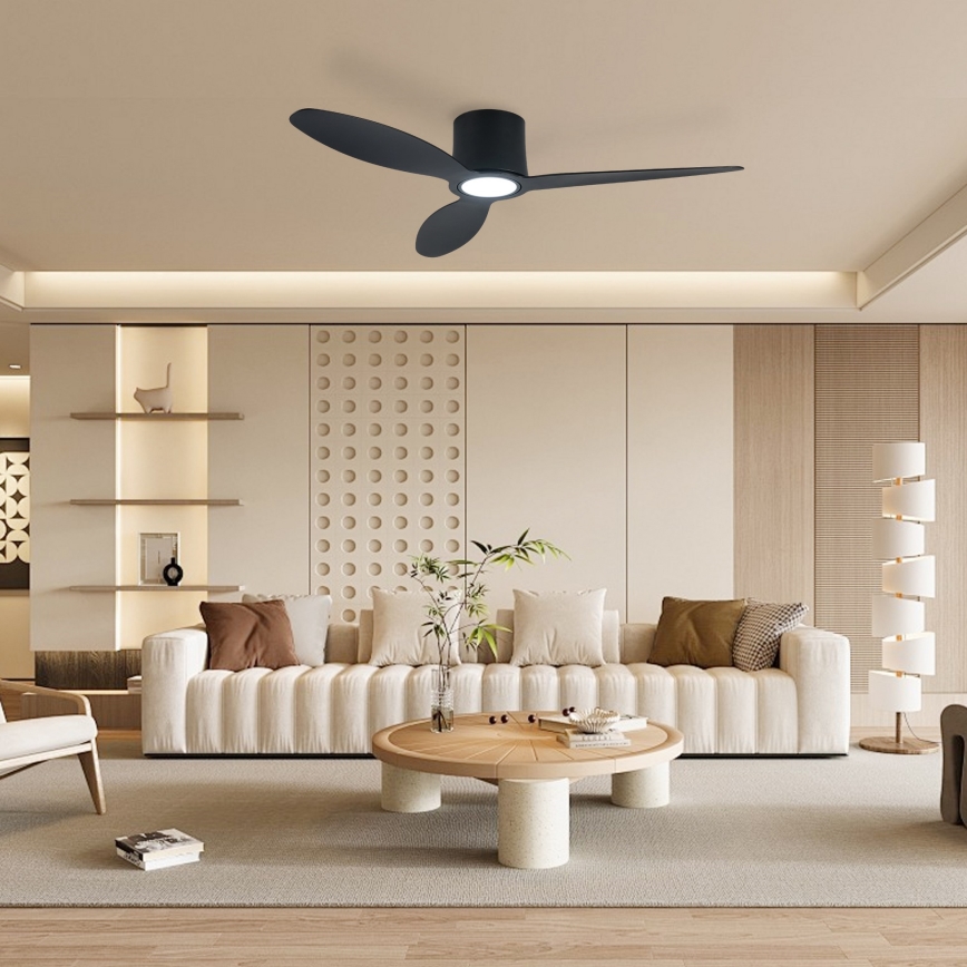ZEVENTI - LED-hämardatav laeventilaator VENTORA LED/24W/230V 3000/4000/6000K Wi-Fi Tuya must + kaugjuhtimispult