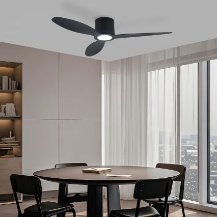 ZEVENTI - LED-hämardatav laeventilaator VENTORA LED/24W/230V 3000/4000/6000K Wi-Fi Tuya must + kaugjuhtimispult