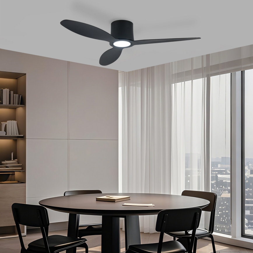 ZEVENTI - LED-hämardatav laeventilaator VENTORA LED/24W/230V 3000/4000/6000K Wi-Fi Tuya must + kaugjuhtimispult
