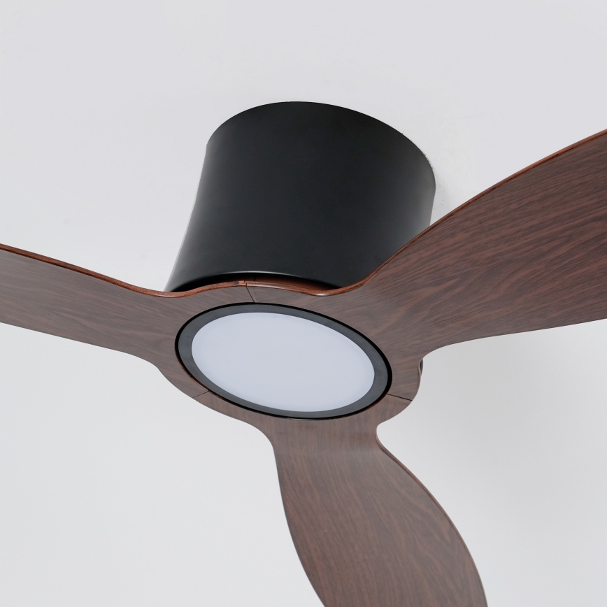 ZEVENTI - LED hämardatav laeventilaator VENTORA LED/24W/230V 3000/4000/6000K Wi-Fi Tuya must/pähkel + kaugjuhtimispult