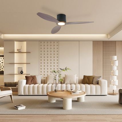 ZEVENTI - LED hämardatav laeventilaator VENTORA LED/24W/230V 3000/4000/6000K Wi-Fi Tuya must/pähkel + kaugjuhtimispult