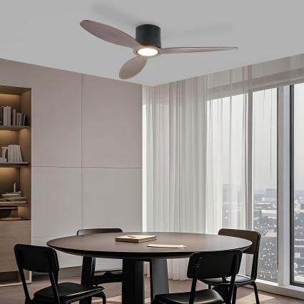 ZEVENTI - LED hämardatav laeventilaator VENTORA LED/24W/230V 3000/4000/6000K Wi-Fi Tuya must/pähkel + kaugjuhtimispult