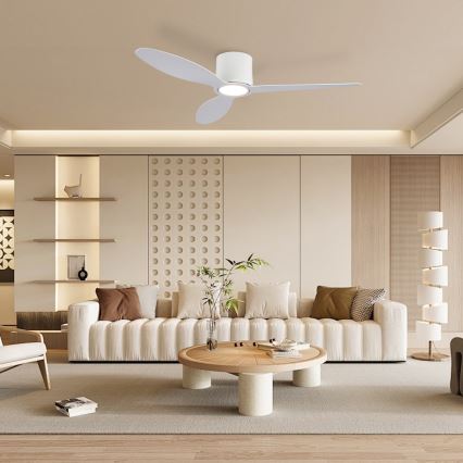 ZEVENTI - hämardatav LED-laeventilaator VENTORA LED/24W/230V 3000/4000/6000K Wi-Fi Tuya valge + kaugjuhtimispult