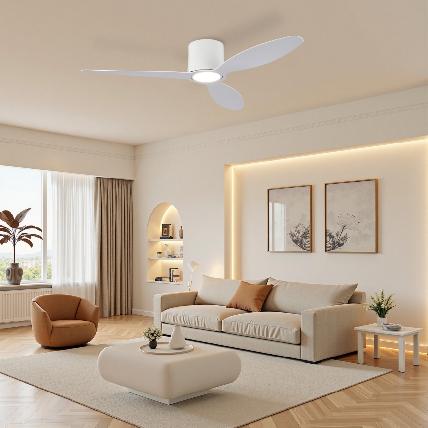 ZEVENTI - hämardatav LED-laeventilaator VENTORA LED/24W/230V 3000/4000/6000K Wi-Fi Tuya valge + kaugjuhtimispult