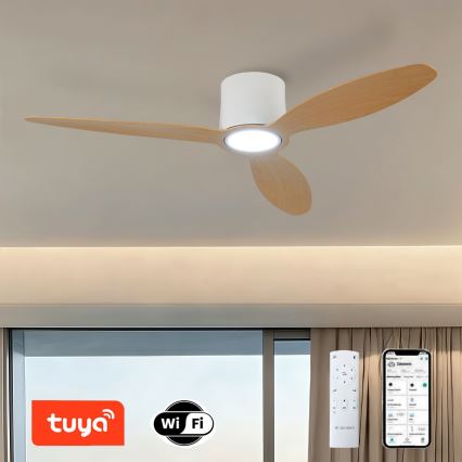 ZEVENTI - Hämardatav LED-laeventilaator VENTORA LED/24W/230V 3000/4000/6000K Wi-Fi Tuya valge/tamm + kaugjuhtimispult