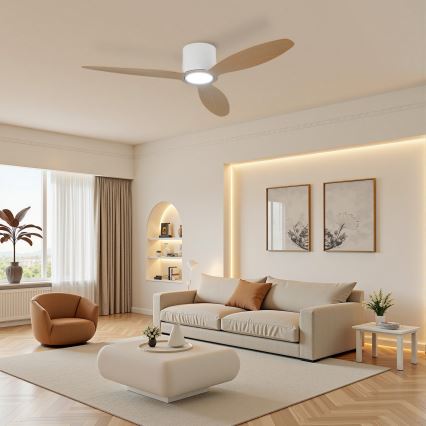 ZEVENTI - Hämardatav LED-laeventilaator VENTORA LED/24W/230V 3000/4000/6000K Wi-Fi Tuya valge/tamm + kaugjuhtimispult
