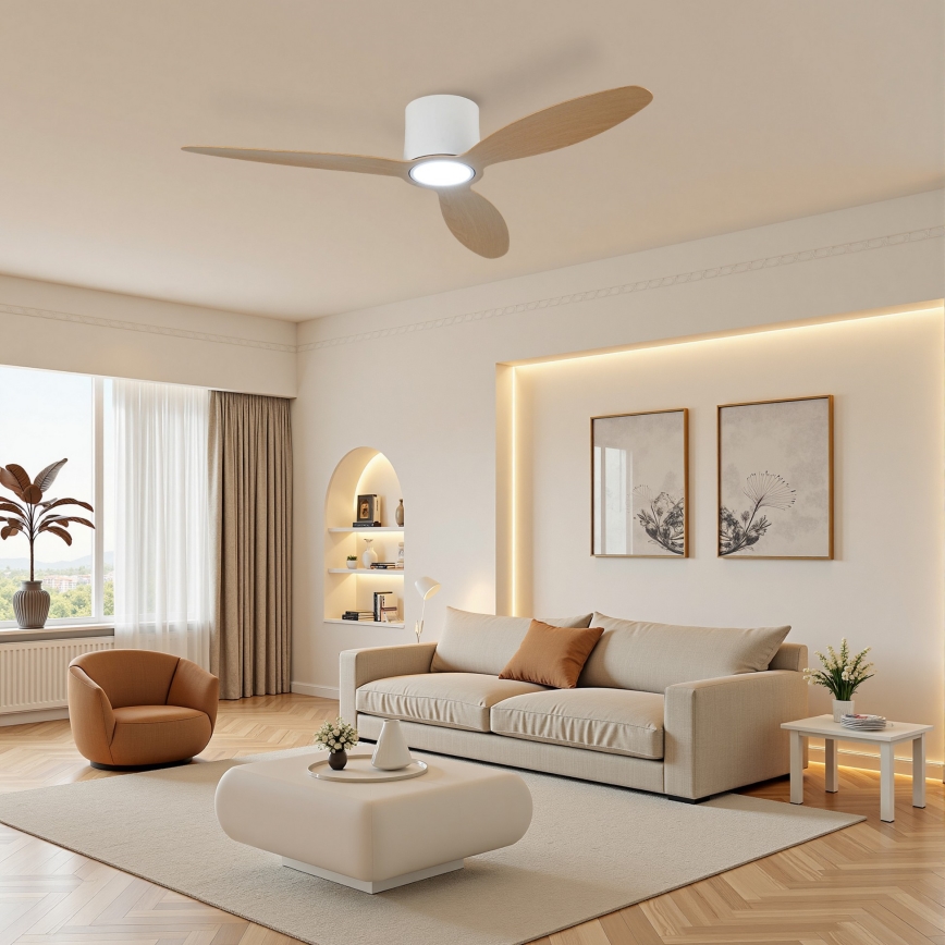 ZEVENTI - Hämardatav LED-laeventilaator VENTORA LED/24W/230V 3000/4000/6000K Wi-Fi Tuya valge/tamm + kaugjuhtimispult