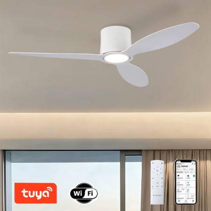 ZEVENTI - LED hämardatav laeventilaator VENTORA LED/24W/230V 3000/4000/6000K Wi-Fi Tuya valge + kaugjuhtimispult