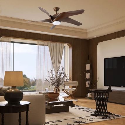 ZEVENTI - LED laeventilaator LUCCA LED/18W/230V 3000-6000K Wi-Fi Tuya pruun + kaugjuhtimispult