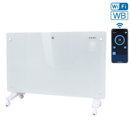 ZEVENTI - Nutikas seinale paigaldatav elektriline otseküte/konvektor LCD-ekraaniga 1000/2000W/230V Wi-Fi valge