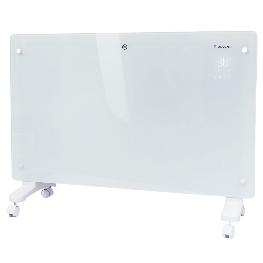 ZEVENTI - Nutikas seinale paigaldatav elektriline otseküte/konvektor LCD-ekraaniga 1000/2000W/230V Wi-Fi valge