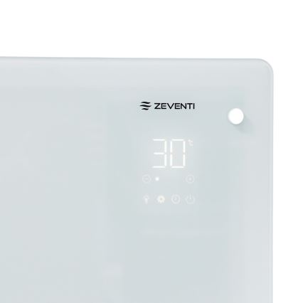 ZEVENTI - Nutikas seinale paigaldatav elektriline otseküte/konvektor LCD-ekraaniga 1000/2000W/230V Wi-Fi valge