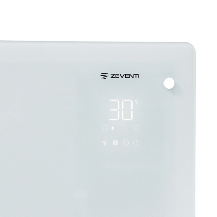 ZEVENTI - Nutikas seinale paigaldatav elektriline otseküte/konvektor LCD-ekraaniga 1000/2000W/230V Wi-Fi valge