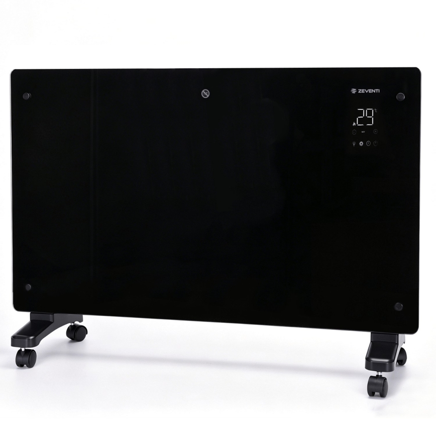 ZEVENTI - Nutikas seinale paigaldatav elektriline otseküte/konvektor koos LCD-ekraaniga 1000/2000W/230V Wi-Fi must