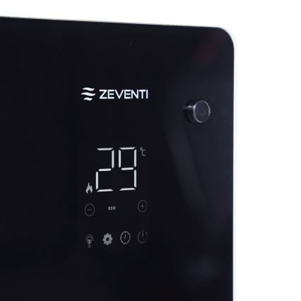 ZEVENTI - Nutikas seinale paigaldatav elektriline otseküte/konvektor koos LCD-ekraaniga 1000/2000W/230V Wi-Fi must