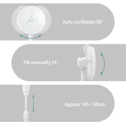ZEVENTI - Põrandaventilaator FLOW 40W/230V valge