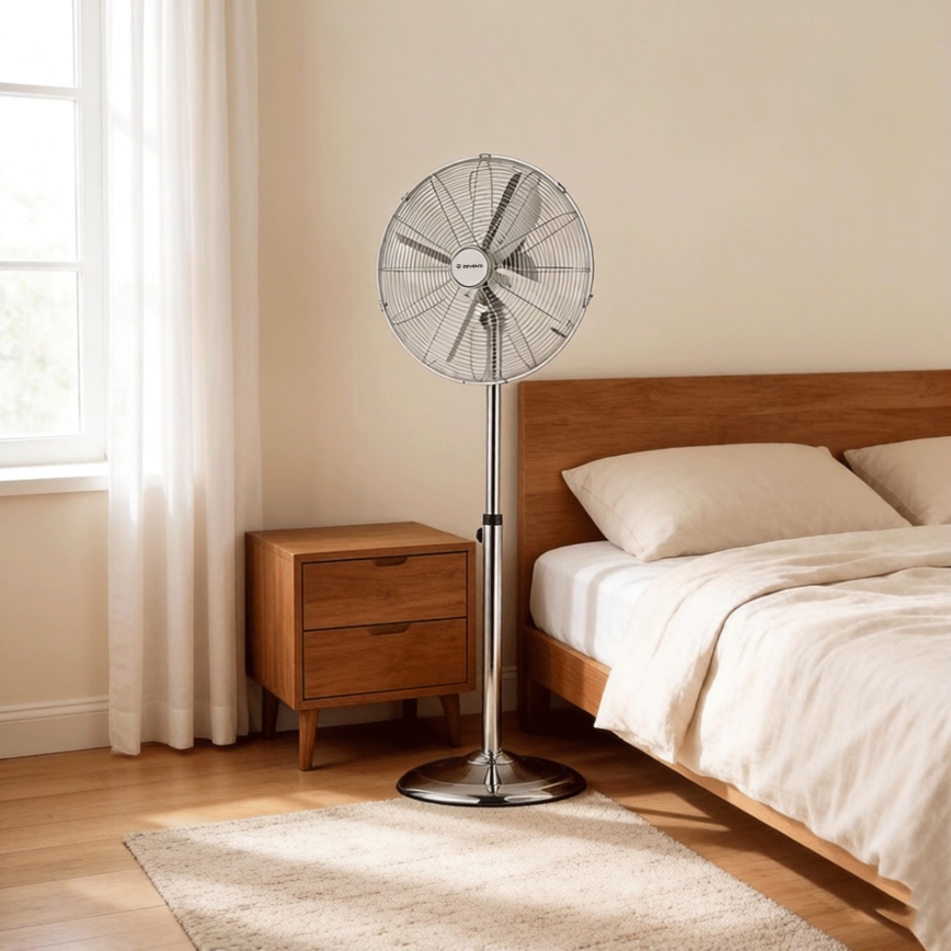 ZEVENTI - Põrandaventilaator FLOW 50W/230V 125 cm läikiv kroom