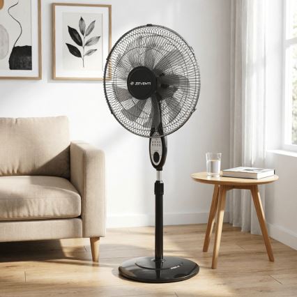 ZEVENTI - Põrandaventilaator FLOW 55W/230V, 130 cm, must + kaugjuhtimispult