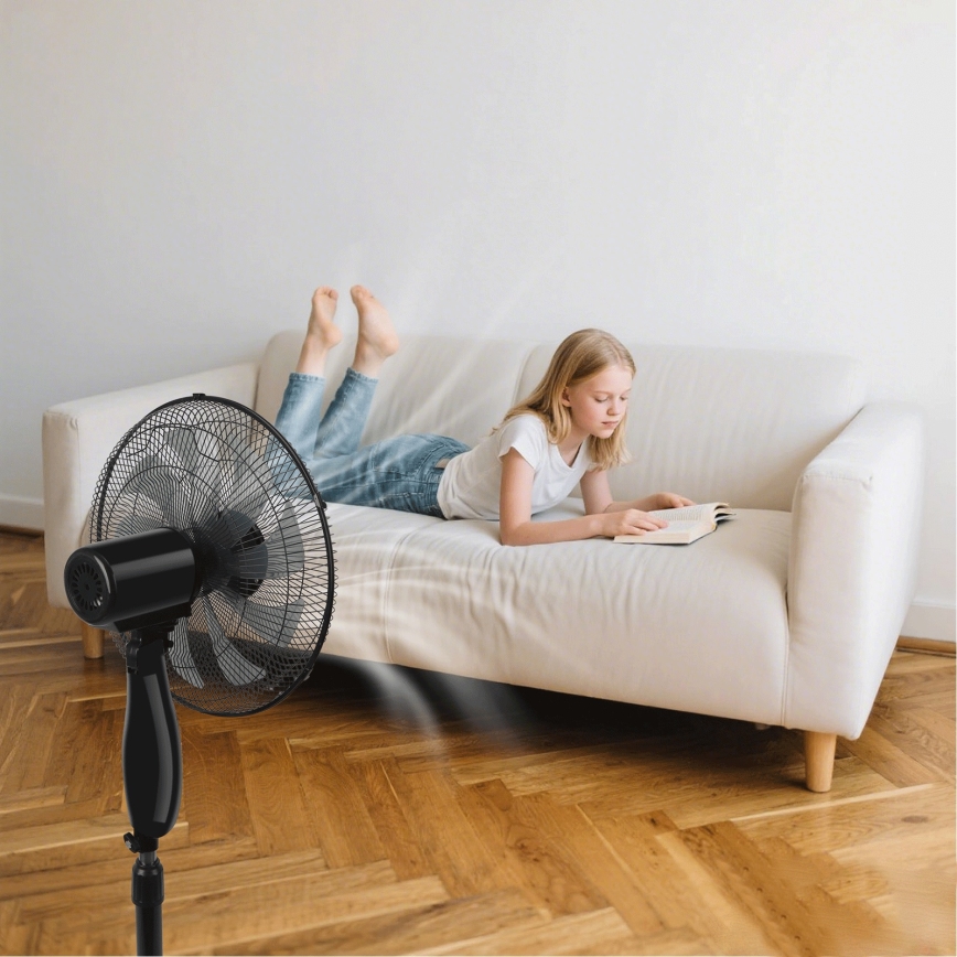 ZEVENTI - Põrandaventilaator FLOW 55W/230V, 130 cm, must + kaugjuhtimispult