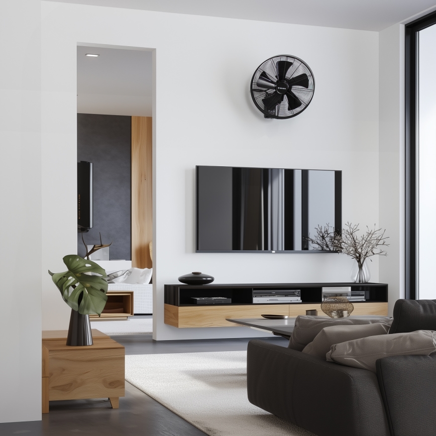 ZEVENTI - seinale kinnitatav ventilaator FREEZE 50W/230V Ø 45 cm must + kaugjuhtimispult