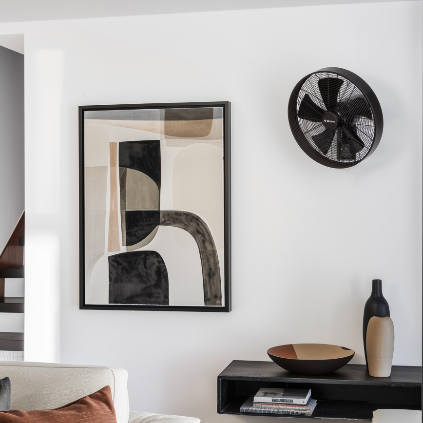 ZEVENTI - seinale kinnitatav ventilaator FREEZE 50W/230V Ø 45 cm must + kaugjuhtimispult