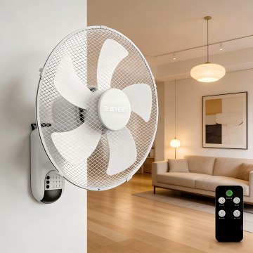 ZEVENTI - Seinale paigaldatav ventilaator FANNY 45W/230V läbimõõt 41 cm valge + kaugjuhtimispult
