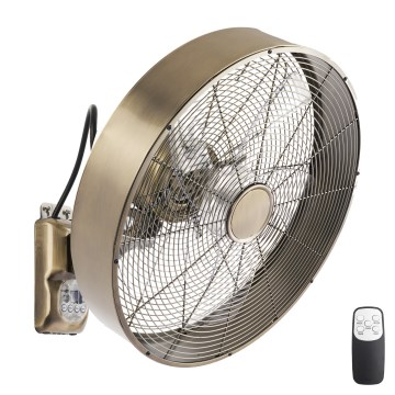 ZEVENTI - Seinale paigaldatav ventilaator FANNY 50W/230V, läbimõõt 45 cm, pronksviimistlus + kaugjuhtimispult