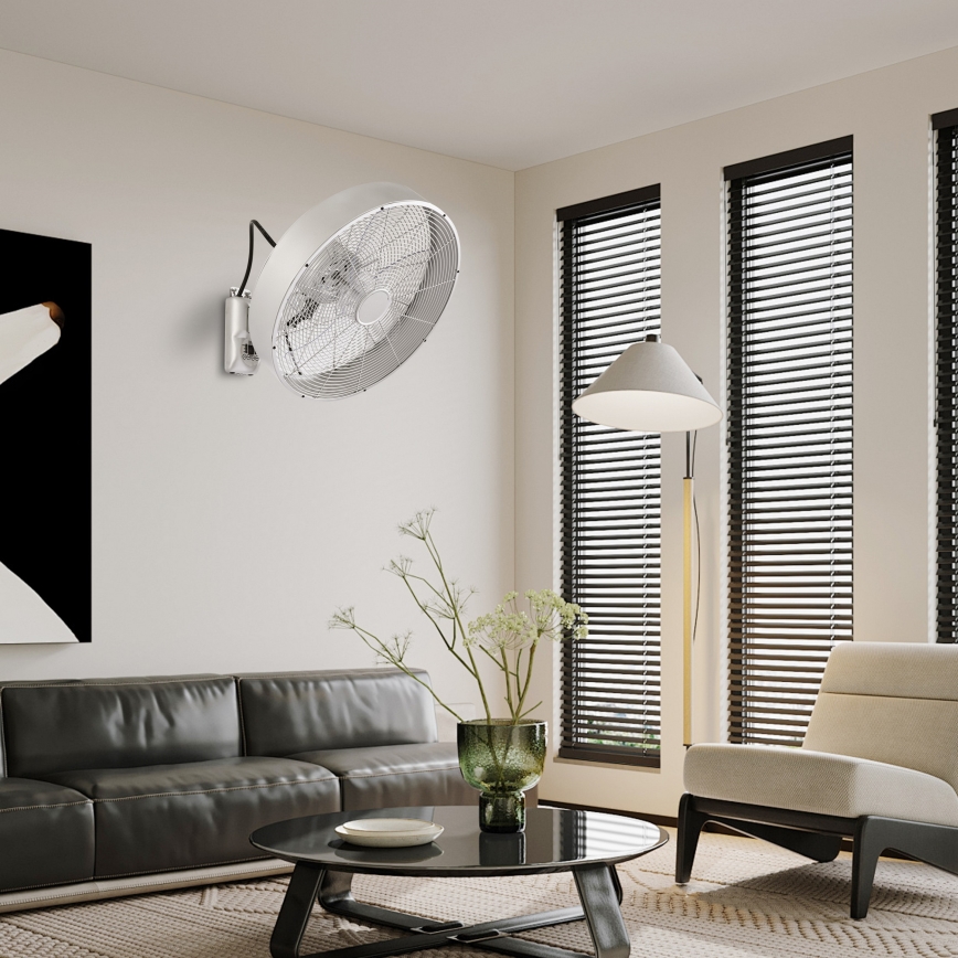ZEVENTI - seinale paigaldatav ventilaator FANNY 50W/230V mattkroom + kaugjuhtimispult