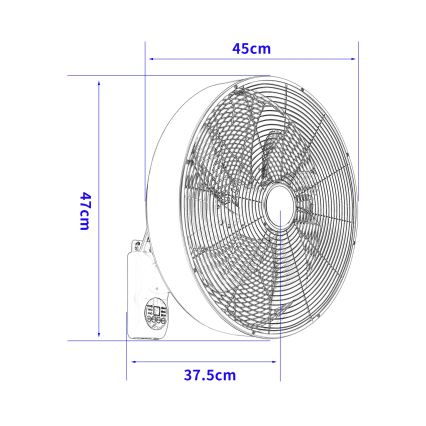 ZEVENTI - seinale paigaldatav ventilaator FANNY 50W/230V mattkroom + kaugjuhtimispult