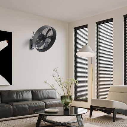 ZEVENTI - Seinale paigaldatav ventilaator FANNY 50W/230V must + kaugjuhtimispult