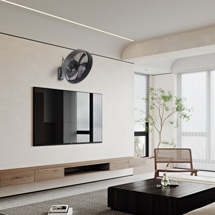 ZEVENTI - Seinale paigaldatav ventilaator FANNY 50W/230V must + kaugjuhtimispult