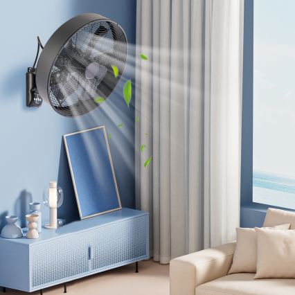 ZEVENTI - Seinale paigaldatav ventilaator FANNY 50W/230V must + kaugjuhtimispult